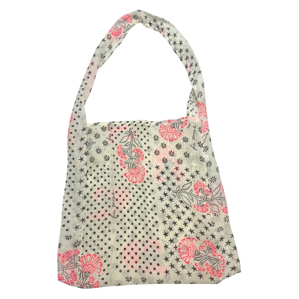 Free People Mixed Print Gauze Tote Bag Stars Polka Dot Pink Floral Cream Shopper